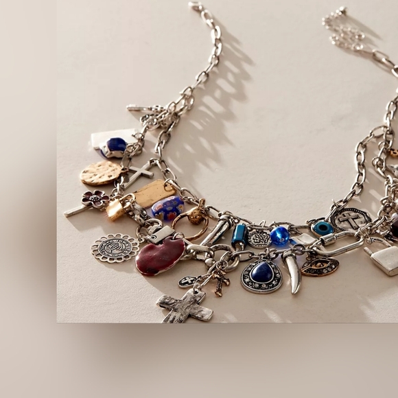 NWT Free People Maxamillian Charm Necklace Cross My Heart - Picture 4 of 10